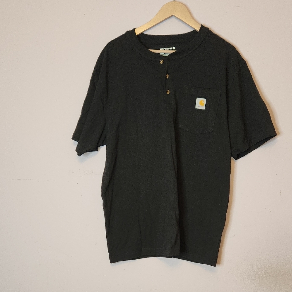 CARHARTT Dearborn Loose Henley T-Shirt, color Black, size M - Picture 2 of 9